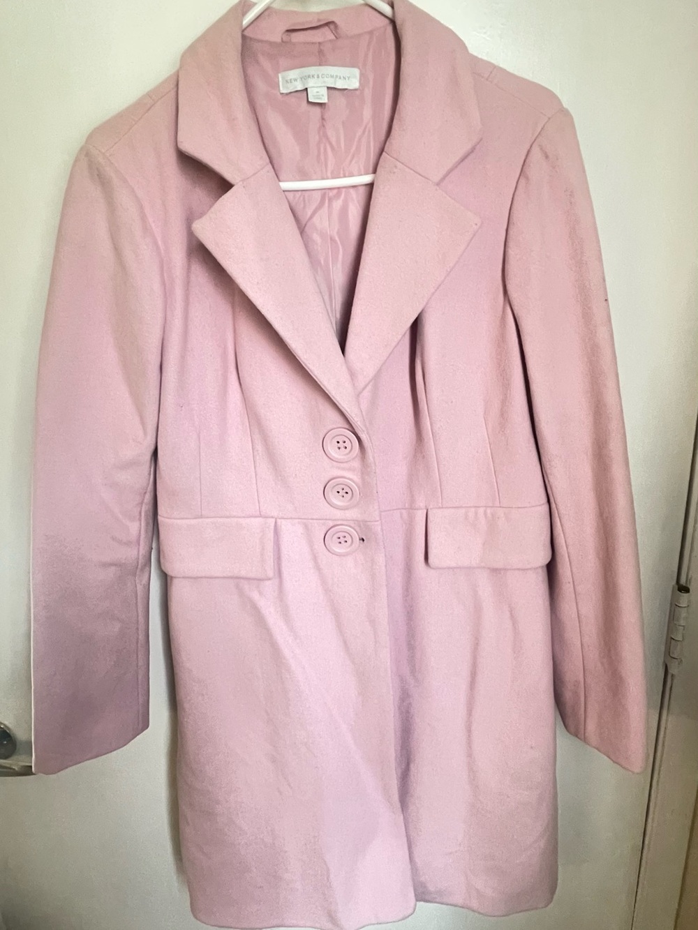 Ann Taylor Light Pink Wool Blend Single-Breasted Trench Coat